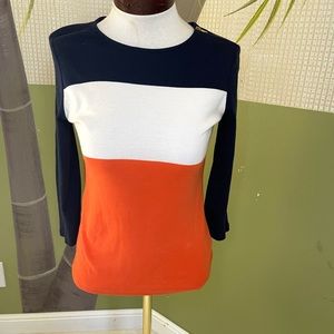 Ralph Lauren 3/4 length sleeve top with gold zipper shoulder accent Size medium